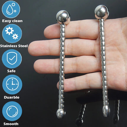 Stainless Steel Penis Plug,Beaded Urethral Dilation Catheter Sounding Sound with Hollow Core,Metal Urethra Dilator