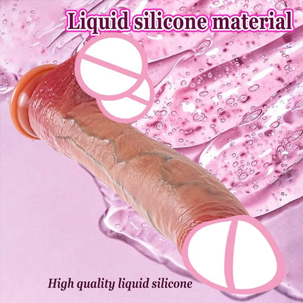 Adult Sex Toy for Women Realistic Dildo Soft Silicone Heating Telescopic G-Spot Vibrator Butt Plug Anal Strap-on Big Penis Massager Female Vaginal Stimulator Masturbation Strap-on with Strong Suction Cup Hands-Free Dick Sex Toy
