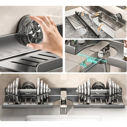 Punch Free Suction Cup Bathroom Storage Rack Sink Faucet Draining Shelf Toiletry Organizer