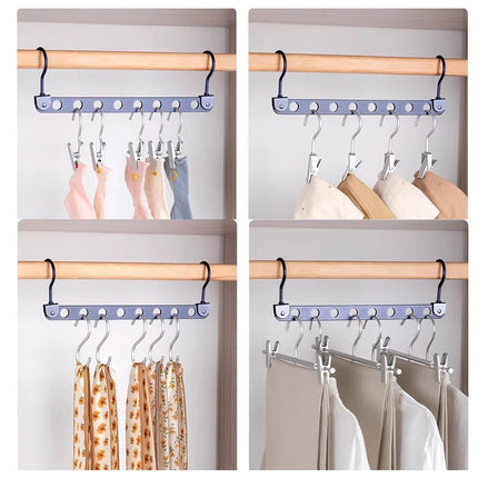 6/7/8 Holes Storage Rack for Clothes Hanger Organizer Foldable Rotatable Metal Hangers Storage Rack Wardrobe Space Saver Hook