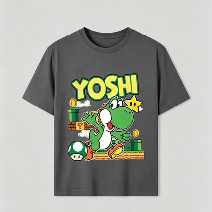 2026 Summer Boys Girls Family Kids T-shirt Tops Summer Cartoon Yoshi Men's Women's Short Sleeve T-shirt Tops