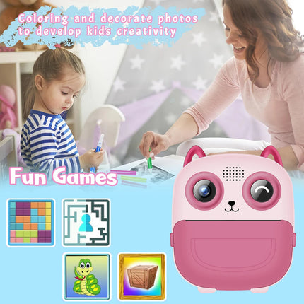 Kids Camera Instant Print Photo, Portable Thermal Printing Camera Toy with HD Digital Video, for 3-12 Years Old Boys Girls