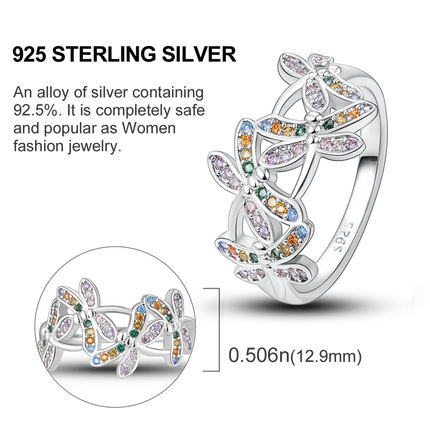 Original 925 Sterling Silver Ring Colorful Diamonds Cubic Zircon Finger Ring For Women Jewelry Wedding Engagement Birthday Gift