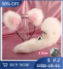 Female Male Erotic Cosplay Accessories of Cute Fox Tail Anal Plug with Soft Bow-Knot Cat Ears Headbands Collar for SM Sex Toys