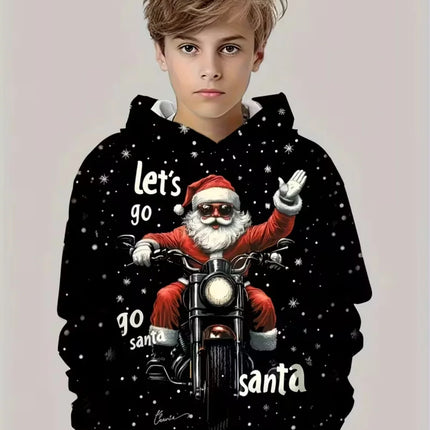 New Christmas Hoodies for Kids Sweatshirts New Year Fashion Sweatshirts Casual Streetwear Santa Claus Kids Clothes Children Top