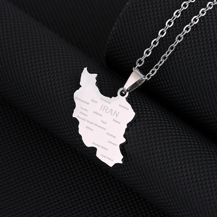 Fashion Islamic Republic of Iran Map City Pendant Necklace Stainless Steel Men Women Maps Jewelry Gift