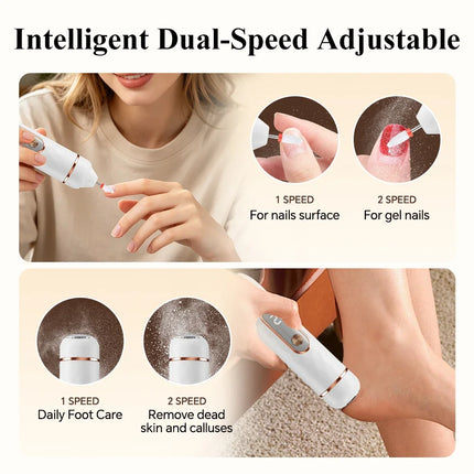 2 In 1 Electric Manicure Pedicure Kit & Foot Callus Remover Rechargeable Nail Drill Machine Toenail Grinder Foot Care Tools