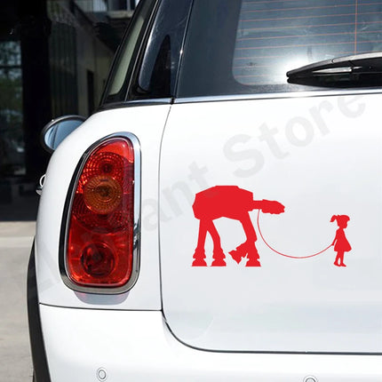 A Girl and Her AT-AT Imperial Walker Sci-Fi Vinyl Sticker For Girl's Laptop Creative Decor Car Window Decoration