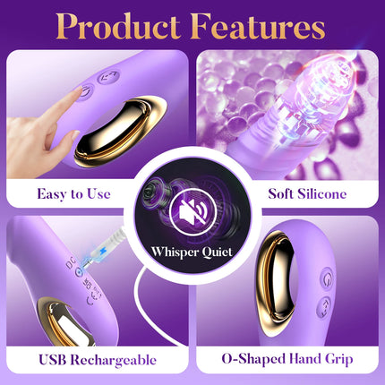 Thrusting Rabbit Vibrator 10 Vibrating Thrusting G Spot Vibrator Anal Dildo with Liquid Silicone Vaginal Massage Adult Sex Toys
