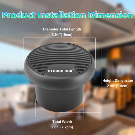 STUDIOFINIX 3'' 160W 2PCS Quality Marine Waterproof Speakers Motorcycle Bluetooth Audio Stereo System For ATV UTV Outdoor Boat