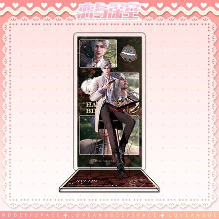 Love and Deepspace Sylus Acrylic Stand Keychain Brooch Figure Caleb Keyring Badge Flowing Sand Ticket Root Bookmark Desk Decor