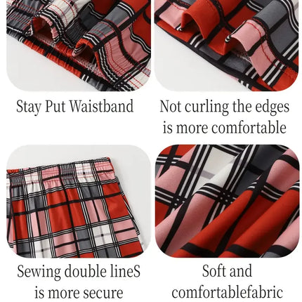 6pcs of Random Color Checkered Elderly Pants Loose and Comfortable Oversized Youth Sleepwear Discounted Breathable Men Underwear