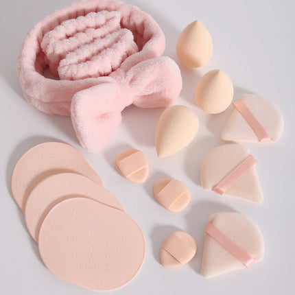 15 件套 Cosmetic Puff Makeup Sponge Blender Beauty Egg Foundation Sponges Puff Wash Face Headband Wristband Make up Accessories