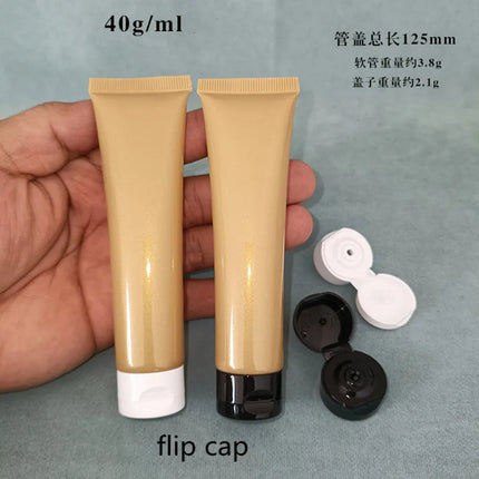 10-100pcs Empty 40ml Soft Tube Pearl Gold Bottle Squeeze Hose for Foundation Lotion Eye Cream BB Cream Serum Cosmetic Container