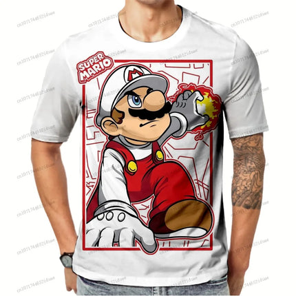 3D Print Super Mario Cartoon 2026 Summer Anime Figure Oversize Short Sleeve T-shirt Streetwear Clothing Quick Dry Men's T-shirts