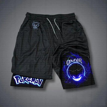 Pokémon Game 2-in-1 Shorts Summer/Autumn Men's and Women's New Joint Sports and Fitness American Trend Double-layer Shorts
