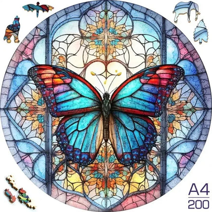 Sunflower Butterfly Jigsaw Wood Puzzle, Difficult To Play Irregular Animal Fragment Puzzle, for Adults Relieve Stress  Gift