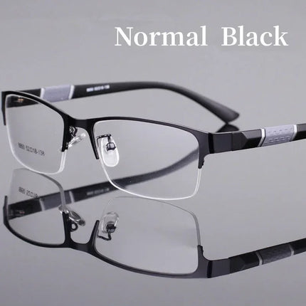 Business Men's Photochromic Myopia Glasses Unisex Half Frame Square Near Sight Eyeglasses Optical Prescription Minus Eyewear