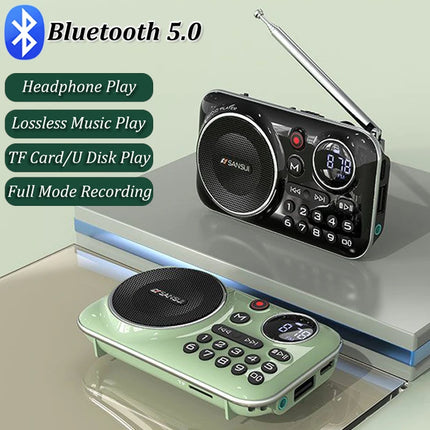 SANSUI F21 Bluetooth Speakers Mini Wireless Portable FM Radio for the Elderly Multifunctional Outdoor TF Card /USB Music Walkman
