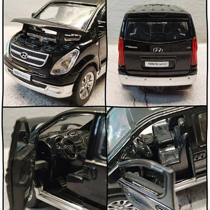 1:32 Hyundai H-1 Grand Starex MPV Alloy Car Model Diecast Metal Toy Car Model High Simulation Sound and Light Childrens Toy Gift