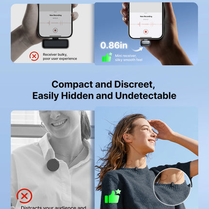 BOYA Mini 2 Wireless Lavalier Microphone AI Noise Reduction Mini Mic for iPhone 6-14/15-17 USB-C Android Phone Video Recording