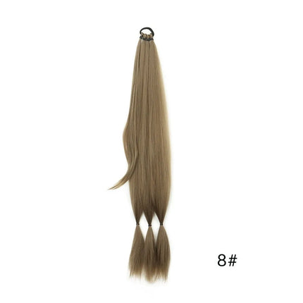 Synthetic Long Braided Ponytail Extension with Hair Tie Straight Wrap Around Natural Soft Hair Piece Daily Wear 30 Inch 160 Gram