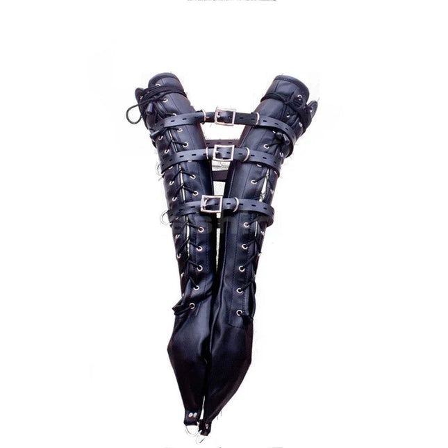 Soft Leather Adjustable Bound Bondage Binder Back Lace Gloves Hand Tight Arm Imprison Binding Adult Erotic Bandage BDSM Sex Toy
