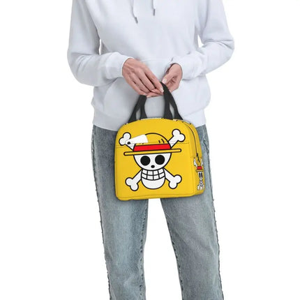 Custom One P-Pieces Insulated Lunch Bags for Women Skull Manga Portable Thermal Cooler Food Lunch Box Outdoor Camping Travel