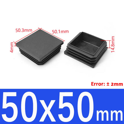 Black Plastic Square Oblong Pipe Plug 13x13mm~100x100mm Insert Table Chair Furniture Foot Cover Anti Slip Blanking End Cap