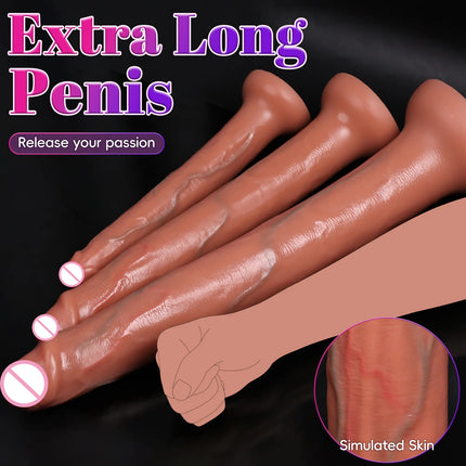 Super Long Realistic Soft Silicone Dildo glans Penis Butt Plug Prostate Massager Vagina Anal Suction Cup Sex Toys For Women men
