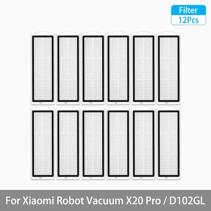 For Xiaomi Robot Vacuum X20 Pro / D102GL Parts Accessories Main Brush Side Brush Hepa Filter Mop Cloth Dust Bag Replacement