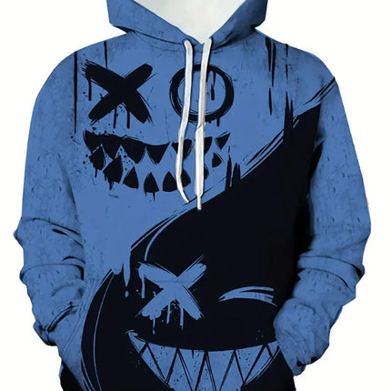 Men's Creative Smiling Face Pattern Printed Hoodie Fashionable Men's Trendy Hoodie Casual Design Hoodie With Pocket Streetwear
