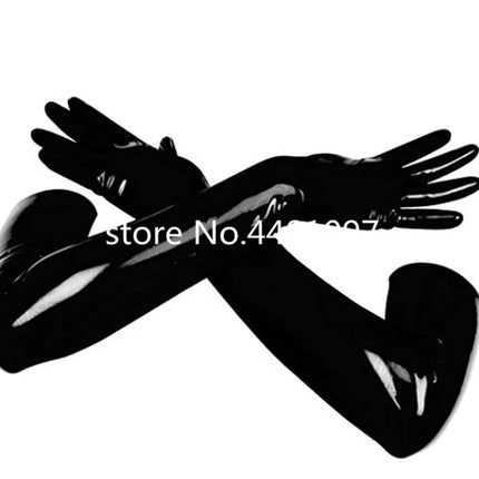 Unisex Latex Rubber Gloves Black Moulded Seamless Shoulder Length Long Fetish Gloves Culb Wear Cosplay Costumes for Women