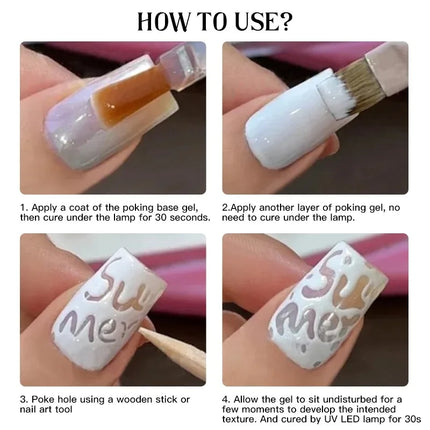 10ml Poking Nail Gel White Black Lace Nail Polish and Special Clear Base Gel 3D Painting Gel Varnish for Nail Art Decorations