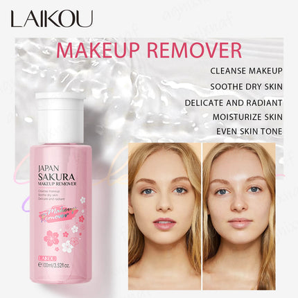 LAIKOU Japan Sakura Makeup Remover: The Ultimate Sensitive-Skin Solution for Deep Cleansing and Gentle Makeup Removal 100ml