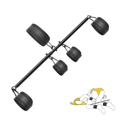 Adjustable Spreader Bar Bondage Set – Hand & Ankle Cuffs with Collar for Couples’ BDSM Play (Adult Use Only)