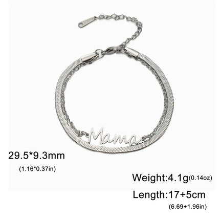 Skyrim Stainless Steel Gold Color Mama Letter Beads Charm Bracelet Red Rope Bracelets Women Waterproof Jewelry Mother's Day Gift