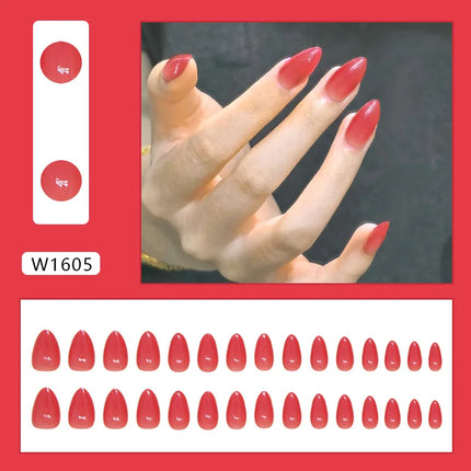 Thousands Stars 24 Pcs Press on Nails Pink Nail Polish Glossy Artificial Finger Manicure Reusable False Nails for Women