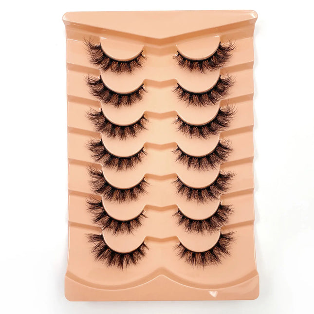 New 7 Pairs of Thick, 3D Simulation Mink Fur False Eyelashes - Short, Dramatic False Eyelashes - Wholesale Full Line False Eyelash Makeup