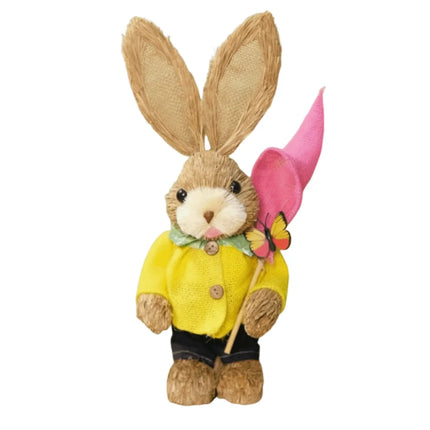 35cm Size Easter Straw Rabbit Handmade Craft Country Retro Style Woven Bunny Exquisite Hand Gifts Realistic Design