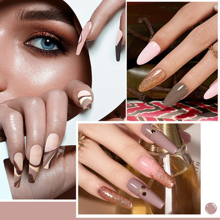 6Pcs 10ml Gel Nail Polish Set Milk Tea Color Gel Varnish Nail Kit, Soak Off UV/LED Gel Polish For Home Salon Nail Art DIY