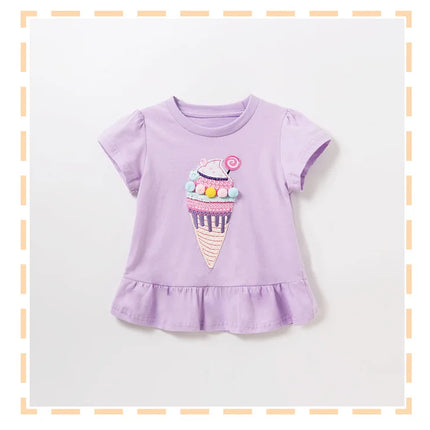 Short Sleeved T-shirt for Girls' Clothing, Loose Summer New Style, European and American Small and Medium-sized Girls' T-shirt