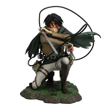 Kotobukiya Attack On Titan Levi Ackerman Anime Figure Battle Damaged Bloody Battle Kneeling Pose Collectible Statue Anime Model