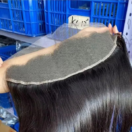 Peruvian Straight 13x4 Lace Frontal Natural Color Hair 100% Human Hair For Women Pre Plucked Bleached Knots 4x4 Lace Closure