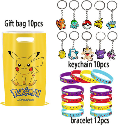 Pokemon Animation Figures Pokemon Birthday Gift Kit Pikachu Keychain Stamps Gift Bag Photo Props Gifts for Guests Birthday Gifts