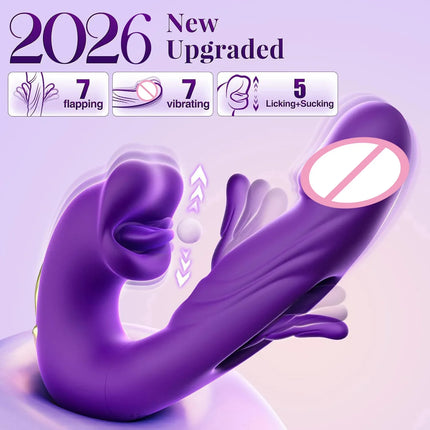 Bloom Sense 10-Mode Tongue Licking Clitoral Stimulator - Oral Sucking Vibrator for Women, Medical Silicone, IPX7 Waterproof