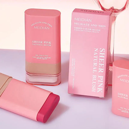MEIDIAN Matte Blush Cream 20g Nude Three-color Waterproof Smudge-proof Lightweight Breathable Multi-purpose Cushion Blush Stick
