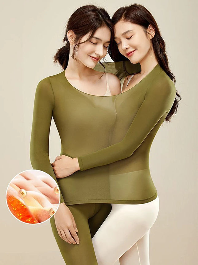 2 Pieces Women Thermal Underwear Trousers Suit Skin Care Clothes Autumn Clothes Seamless Thermo Clothing Top Tights