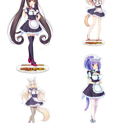 Anime Nekopara Chocolat Vanilla Twin Sisters Stand Model Plate Keychain Desk Decor Cat Girls Acrylic Figures Standing Sign Gift