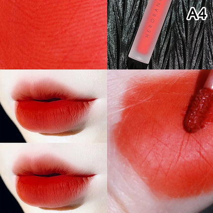 1Pc HERORANGE Velvet Matte Lip Mud Lip Glaze Easy To Apply Waterproof Non Smudging Long Lasting Non Stick Cup Cosmetic